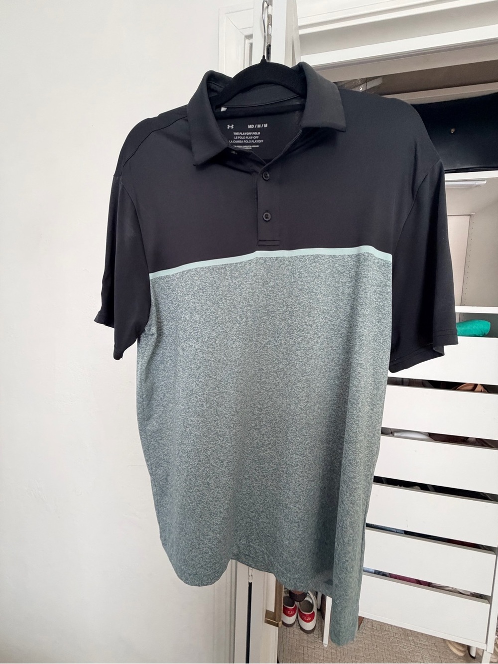 Under Armour Men’s Black and Heather Gray Colorblock Polo